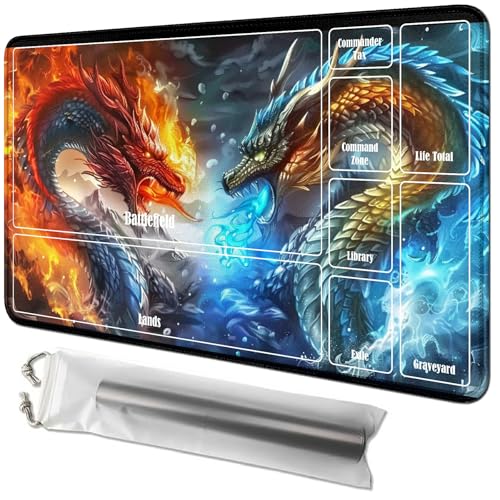 RWUTYTIUL Rot-Blaue Wolf-Karten-Spielmatte, 61 x 35,6 cm, mit Playmat-Tube-Tasche, Kartenspiel-Spielmatte mit Zonen, Kommandanten-Deckbrett, MTG, RPG, CCG, TCG, Kartenspiel, Schreibtischmatten für RWUTYTIUL Rot-Blaue Wolf-Karten-Spielmatte, 61 x 35,6 cm, mit Playmat-Tube-Tasche, Kartenspiel-Spielmatte mit Zonen, Kommandanten-Deckbrett, MTG, RPG, CCG, TCG, Kartenspiel, Schreibtischmatten für von RWUTYTIUL