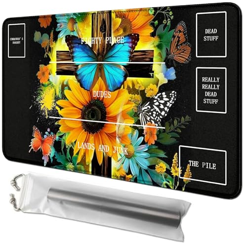 RWUTYTIUL Schmetterlingskarten-Spielmatte, 61 x 35,6 cm, mit Tube-Tasche, Kartenspiel-Spielmatte mit Zonen, Commander-Deckbrett, MTG, RPG, CCG, TCG, Kartenspiel, Schreibtischunterlage für Anfänger RWUTYTIUL Schmetterlingskarten-Spielmatte, 61 x 35,6 cm, mit Tube-Tasche, Kartenspiel-Spielmatte mit Zonen, Commander-Deckbrett, MTG, RPG, CCG, TCG, Kartenspiel, Schreibtischunterlage für Anfänger von RWUTYTIUL