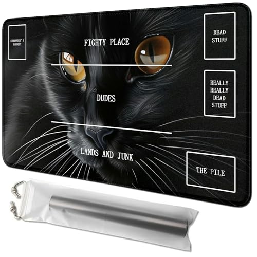 RWUTYTIUL Schwarze Katzenkarten-Spielmatte, 61 x 35,6 cm, mit Playmat-Schlauchtasche, Kartenspiel-Spielmatte mit Zonen, Kommandanten-Deckbrett, MTG, RPG, CCG, TCG, Kartenspiel, Schreibtischmatten für RWUTYTIUL Schwarze Katzenkarten-Spielmatte, 61 x 35,6 cm, mit Playmat-Schlauchtasche, Kartenspiel-Spielmatte mit Zonen, Kommandanten-Deckbrett, MTG, RPG, CCG, TCG, Kartenspiel, Schreibtischmatten für von RWUTYTIUL