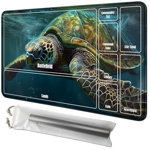 RWUTYTIUL Sea Turtle Kartenspielmatte, 61 x 35,6 cm, mit Tube-Tasche, Kartenspiel, Spielmatte mit Zonen, Kommandantendeckbrett, MTG, RPG, CCG, TCG, Kartenspiel, Schreibtischunterlage für Anfänger RWUTYTIUL Sea Turtle Kartenspielmatte, 61 x 35,6 cm, mit Tube-Tasche, Kartenspiel, Spielmatte mit Zonen, Kommandantendeckbrett, MTG, RPG, CCG, TCG, Kartenspiel, Schreibtischunterlage für Anfänger von RWUTYTIUL