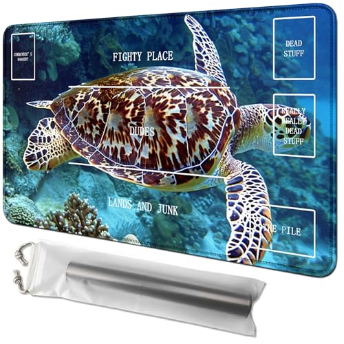 RWUTYTIUL Sea Turtles Kartenspielmatte, 61 x 35,6 cm, mit Schlauchtasche, Kartenspielmatte mit Zonen, Commander-Deckbrett, MTG, RPG, CCG, TCG, Kartenspiel, Schreibtischunterlage für Anfänger RWUTYTIUL Sea Turtles Kartenspielmatte, 61 x 35,6 cm, mit Schlauchtasche, Kartenspielmatte mit Zonen, Commander-Deckbrett, MTG, RPG, CCG, TCG, Kartenspiel, Schreibtischunterlage für Anfänger von RWUTYTIUL