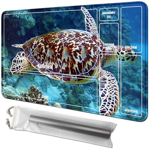 RWUTYTIUL Sea Turtles Kartenspielmatte, 61 x 35,6 cm, mit Schlauchtasche, Kartenspielmatte mit Zonen, Commander-Deckbrett, MTG, RPG, CCG, TCG, Kartenspiel, Schreibtischunterlage für Anfänger RWUTYTIUL Sea Turtles Kartenspielmatte, 61 x 35,6 cm, mit Schlauchtasche, Kartenspielmatte mit Zonen, Commander-Deckbrett, MTG, RPG, CCG, TCG, Kartenspiel, Schreibtischunterlage für Anfänger von RWUTYTIUL