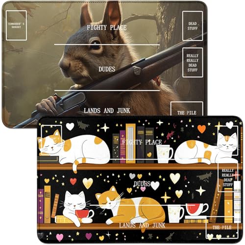 RWUTYTIUL Spielmatte für Black Book Cat MTG-Karte, Spielmatte und Eichhörnchen, 2-teiliges Set, 61 x 35,6 cm, genähte Spielmatte für Commander-Board, TCG, RPG, CCG, Spielmatte für Kartenspiel RWUTYTIUL Spielmatte für Black Book Cat MTG-Karte, Spielmatte und Eichhörnchen, 2-teiliges Set, 61 x 35,6 cm, genähte Spielmatte für Commander-Board, TCG, RPG, CCG, Spielmatte für Kartenspiel von RWUTYTIUL