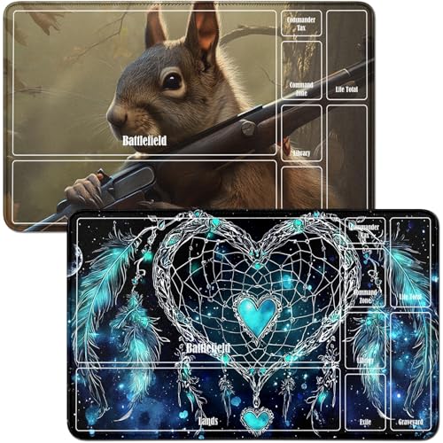 RWUTYTIUL Spielmatte für Blaue Traumfänger, MTG-Karte, Spielmatte und Eichhörnchen, 2-teiliges Set, 61 x 35,6 cm, genähte Spielmatte für Commander-Board, TCG, RPG, CCG, Spielmatte für Kartenspiel RWUTYTIUL Spielmatte für Blaue Traumfänger, MTG-Karte, Spielmatte und Eichhörnchen, 2-teiliges Set, 61 x 35,6 cm, genähte Spielmatte für Commander-Board, TCG, RPG, CCG, Spielmatte für Kartenspiel von RWUTYTIUL