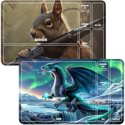 RWUTYTIUL Spielmatte für Blue Snow Dragon MTG-Karte, Spielmatte und Eichhörnchen, 2-teiliges Set, 61 x 35,6 cm, genähte Spielmatte für Commander-Board, TCG, RPG, CCG, Spielmatte für Kartenspiel RWUTYTIUL Spielmatte für Blue Snow Dragon MTG-Karte, Spielmatte und Eichhörnchen, 2-teiliges Set, 61 x 35,6 cm, genähte Spielmatte für Commander-Board, TCG, RPG, CCG, Spielmatte für Kartenspiel von RWUTYTIUL