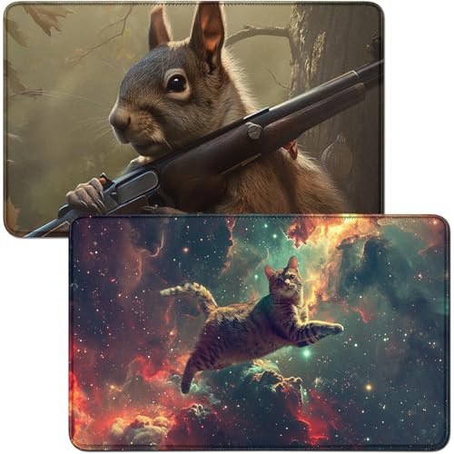 RWUTYTIUL Spielmatte für Galaxie-Katze, MTG-Karte, Spielmatte und Eichhörnchen, Schreibtischunterlagen, 2-teiliges Set, 61 x 35,6 cm, genähte Spielmatte für Commander-Board, TCG, RPG, CCG, Spielmatte RWUTYTIUL Spielmatte für Galaxie-Katze, MTG-Karte, Spielmatte und Eichhörnchen, Schreibtischunterlagen, 2-teiliges Set, 61 x 35,6 cm, genähte Spielmatte für Commander-Board, TCG, RPG, CCG, Spielmatte von RWUTYTIUL