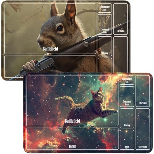 RWUTYTIUL Spielmatte für Galaxie-Katze, MTG-Karte, Spielmatte und Eichhörnchen, Schreibtischunterlagen, 2-teiliges Set, 61 x 35,6 cm, genähte Spielmatte für Commander-Board, TCG, RPG, CCG, Spielmatte RWUTYTIUL Spielmatte für Galaxie-Katze, MTG-Karte, Spielmatte und Eichhörnchen, Schreibtischunterlagen, 2-teiliges Set, 61 x 35,6 cm, genähte Spielmatte für Commander-Board, TCG, RPG, CCG, Spielmatte von RWUTYTIUL