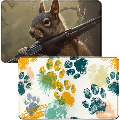 RWUTYTIUL Spielmatte für Hundepfotenabdrücke, MTG-Karte, Spielmatte und Eichhörnchen, Schreibtischunterlagen, 2-teiliges Set, 61 x 35,6 cm, genähte Spielmatte für Commander-Board, TCG, RPG, CCG RWUTYTIUL Spielmatte für Hundepfotenabdrücke, MTG-Karte, Spielmatte und Eichhörnchen, Schreibtischunterlagen, 2-teiliges Set, 61 x 35,6 cm, genähte Spielmatte für Commander-Board, TCG, RPG, CCG von RWUTYTIUL