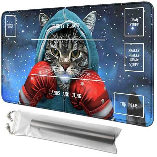 RWUTYTIUL Spielmatte für Katzen, 61 x 35,6 cm, mit Tube-Tasche, Kartenspielmatte mit Zonen, Commander-Deckbrett, MTG, RPG, CCG, TCG, Kartenspiel, Schreibtischunterlage für Anfänger RWUTYTIUL Spielmatte für Katzen, 61 x 35,6 cm, mit Tube-Tasche, Kartenspielmatte mit Zonen, Commander-Deckbrett, MTG, RPG, CCG, TCG, Kartenspiel, Schreibtischunterlage für Anfänger von RWUTYTIUL
