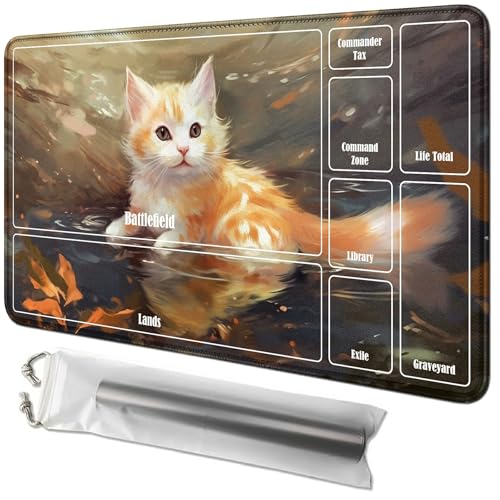 RWUTYTIUL Spielmatte für Katzen, 61 x 35,6 cm, mit Tube-Tasche, Kartenspielmatte mit Zonen, Commander-Deckbrett, MTG, RPG, CCG, TCG, Kartenspiel, Schreibtischunterlage für Anfänger RWUTYTIUL Spielmatte für Katzen, 61 x 35,6 cm, mit Tube-Tasche, Kartenspielmatte mit Zonen, Commander-Deckbrett, MTG, RPG, CCG, TCG, Kartenspiel, Schreibtischunterlage für Anfänger von RWUTYTIUL