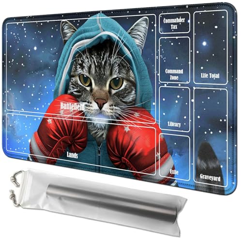 RWUTYTIUL Spielmatte für Katzen, 61 x 35,6 cm, mit Tube-Tasche, Kartenspielmatte mit Zonen, Commander-Deckbrett, MTG, RPG, CCG, TCG, Kartenspiel, Schreibtischunterlage für Anfänger RWUTYTIUL Spielmatte für Katzen, 61 x 35,6 cm, mit Tube-Tasche, Kartenspielmatte mit Zonen, Commander-Deckbrett, MTG, RPG, CCG, TCG, Kartenspiel, Schreibtischunterlage für Anfänger von RWUTYTIUL