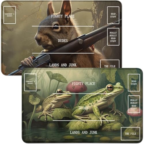 RWUTYTIUL Spielmatte für Lotusblattfrosch, MTG-Karte, Spielmatte und Eichhörnchen, 2-teiliges Set, 61 x 35,6 cm, genähte Spielmatte für Commander-Board, TCG, RPG, CCG, Spielmatte für Kartenspiel RWUTYTIUL Spielmatte für Lotusblattfrosch, MTG-Karte, Spielmatte und Eichhörnchen, 2-teiliges Set, 61 x 35,6 cm, genähte Spielmatte für Commander-Board, TCG, RPG, CCG, Spielmatte für Kartenspiel von RWUTYTIUL