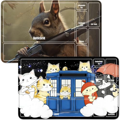 RWUTYTIUL Spielmatte für MTG-Karten und Eichhörnchen, 2 Stück, 61 x 35,6 cm, Genähte Spielmatte für Bedientafel, RPG-TCG, CCG, Spielmatte für Kartenspiele von RWUTYTIUL
