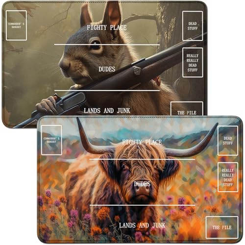 RWUTYTIUL Spielmatte für MTG-Karten und Eichhörnchen, 2 Stück, 61 x 35,6 cm, Genähte Spielmatte für Bedientafel, RPG-TCG, CCG, Spielmatte für Kartenspiele von RWUTYTIUL