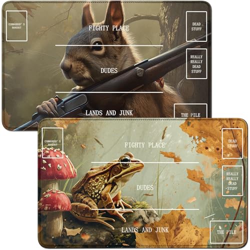 RWUTYTIUL Spielmatte für Maple Leaf Frog, MTG-Karte, Spielmatte und Eichhörnchen, 2-teiliges Set, 61 x 35,6 cm, genähte Spielmatte für Commander-Board, TCG, RPG, CCG, Spielmatte für Kartenspiel RWUTYTIUL Spielmatte für Maple Leaf Frog, MTG-Karte, Spielmatte und Eichhörnchen, 2-teiliges Set, 61 x 35,6 cm, genähte Spielmatte für Commander-Board, TCG, RPG, CCG, Spielmatte für Kartenspiel von RWUTYTIUL
