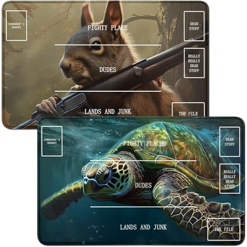 RWUTYTIUL Spielmatte für Meeresschildkröte, Ozean, MTG-Karte, Spielmatte und Eichhörnchen, Spielmatte, Schreibtischunterlage, 2-teiliges Set, 61 x 35,6 cm, genähte Spielmatte für Commander-Board, TCG RWUTYTIUL Spielmatte für Meeresschildkröte, Ozean, MTG-Karte, Spielmatte und Eichhörnchen, Spielmatte, Schreibtischunterlage, 2-teiliges Set, 61 x 35,6 cm, genähte Spielmatte für Commander-Board, TCG von RWUTYTIUL
