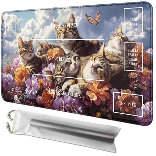 RWUTYTIUL Spielmatte mit Blumenkatze, 61 x 35,6 cm, mit Tube-Tasche, Kartenspiel, Spielmatte mit Zonen, Kommandantendeckbrett, MTG, RPG, CCG, TCG, Kartenspiel, Schreibtischmatten für Anfänger RWUTYTIUL Spielmatte mit Blumenkatze, 61 x 35,6 cm, mit Tube-Tasche, Kartenspiel, Spielmatte mit Zonen, Kommandantendeckbrett, MTG, RPG, CCG, TCG, Kartenspiel, Schreibtischmatten für Anfänger von RWUTYTIUL