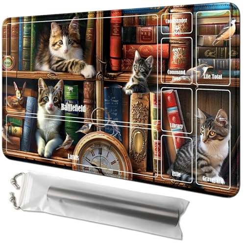 RWUTYTIUL Spielmatte mit Katzenmotiv, 61 x 35,6 cm, mit Tube-Tasche, Kartenspiel, Spielmatte mit Zonen, Commander-Deckbrett, MTG, RPG, CCG, TCG, Kartenspiel, Schreibtischmatten für Anfänger RWUTYTIUL Spielmatte mit Katzenmotiv, 61 x 35,6 cm, mit Tube-Tasche, Kartenspiel, Spielmatte mit Zonen, Commander-Deckbrett, MTG, RPG, CCG, TCG, Kartenspiel, Schreibtischmatten für Anfänger von RWUTYTIUL