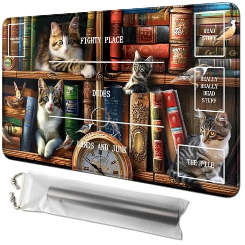 RWUTYTIUL Spielmatte mit Katzenmotiv, 61 x 35,6 cm, mit Tube-Tasche, Kartenspiel, Spielmatte mit Zonen, Commander-Deckbrett, MTG, RPG, CCG, TCG, Kartenspiel, Schreibtischmatten für Anfänger RWUTYTIUL Spielmatte mit Katzenmotiv, 61 x 35,6 cm, mit Tube-Tasche, Kartenspiel, Spielmatte mit Zonen, Commander-Deckbrett, MTG, RPG, CCG, TCG, Kartenspiel, Schreibtischmatten für Anfänger von RWUTYTIUL
