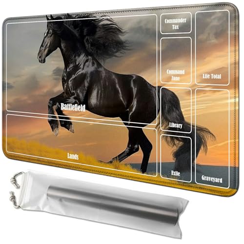 RWUTYTIUL Spielmatte mit Laufpferd, 61 x 35,6 cm, mit Schlauchtasche, Kartenspiel-Schreibtischunterlage mit Zonen, Commander-Deckbrett, MTG, RPG, CCG, TCG, Kartenspiel, Spielmatten für Anfänger RWUTYTIUL Spielmatte mit Laufpferd, 61 x 35,6 cm, mit Schlauchtasche, Kartenspiel-Schreibtischunterlage mit Zonen, Commander-Deckbrett, MTG, RPG, CCG, TCG, Kartenspiel, Spielmatten für Anfänger von RWUTYTIUL