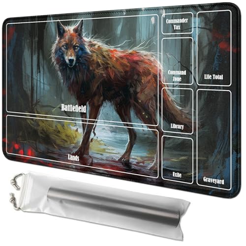 RWUTYTIUL Spielmatte mit Wolves-Karte, 61 x 35,6 cm, mit Playmat-Röhrentasche, Kartenspiel, Spielmatte mit Zonen, Kommandantendeckbrett, MTG, RPG, CCG, TCG, Kartenspiel, Schreibtischmatten für RWUTYTIUL Spielmatte mit Wolves-Karte, 61 x 35,6 cm, mit Playmat-Röhrentasche, Kartenspiel, Spielmatte mit Zonen, Kommandantendeckbrett, MTG, RPG, CCG, TCG, Kartenspiel, Schreibtischmatten für von RWUTYTIUL