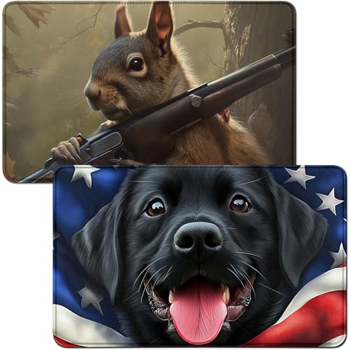 RWUTYTIUL Spielmatte und Eichhörnchen mit Flaggenwelpe, MTG-Karte, Spielmatte, Schreibtischunterlage, 2-teiliges Set, 61 x 35,6 cm, genähte Spielmatte für Commander-Board, TCG, RPG, CCG, Spielmatte RWUTYTIUL Spielmatte und Eichhörnchen mit Flaggenwelpe, MTG-Karte, Spielmatte, Schreibtischunterlage, 2-teiliges Set, 61 x 35,6 cm, genähte Spielmatte für Commander-Board, TCG, RPG, CCG, Spielmatte von RWUTYTIUL