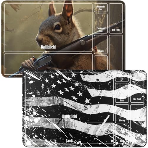 RWUTYTIUL Spielmatte und Eichhörnchen mit Vintage-Flagge, Spielmatte und Eichhörnchen, 2-teiliges Set, 61 x 35,6 cm, genähte Spielmatte für Commander-Board, TCG, RPG, CCG, Spielmatte für Kartenspiel RWUTYTIUL Spielmatte und Eichhörnchen mit Vintage-Flagge, Spielmatte und Eichhörnchen, 2-teiliges Set, 61 x 35,6 cm, genähte Spielmatte für Commander-Board, TCG, RPG, CCG, Spielmatte für Kartenspiel von RWUTYTIUL