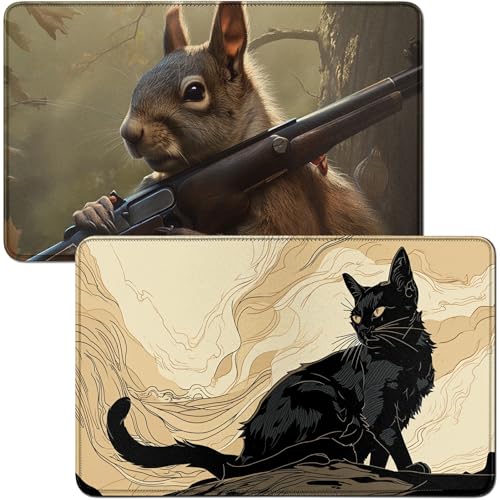 RWUTYTIUL Spielmatte und Eichhörnchen mit schwarzer Katze, Spielmatte und Eichhörnchen, 2-teiliges Set, 61 x 35,6 cm, genähte Spielmatte für Commander-Board, TCG, RPG, CCG, Spielmatte für Kartenspiel RWUTYTIUL Spielmatte und Eichhörnchen mit schwarzer Katze, Spielmatte und Eichhörnchen, 2-teiliges Set, 61 x 35,6 cm, genähte Spielmatte für Commander-Board, TCG, RPG, CCG, Spielmatte für Kartenspiel von RWUTYTIUL