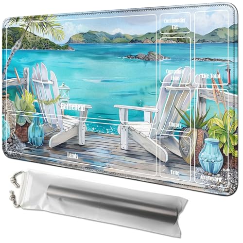 RWUTYTIUL Strand-Muschel-Karten-Spielmatte, 61 x 35,6 cm, mit Tube-Tasche, Kartenspiel-Spielmatte mit Zonen, Kommandanten-Deckbrett, MTG, RPG, CCG, TCG, Kartenspiel, Schreibtischunterlage für Anfänger RWUTYTIUL Strand-Muschel-Karten-Spielmatte, 61 x 35,6 cm, mit Tube-Tasche, Kartenspiel-Spielmatte mit Zonen, Kommandanten-Deckbrett, MTG, RPG, CCG, TCG, Kartenspiel, Schreibtischunterlage für Anfänger von RWUTYTIUL