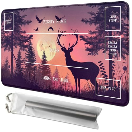 RWUTYTIUL Sunset Deer Card Playmat 61 x 35,6 cm mit Playmat Tube Bag, Kartenspiel, Spielmatte mit Zonen, Kommandantendeckbrett, MTG, RPG, CCG, TCG, Kartenspiel, Schreibtischmatten für Anfänger RWUTYTIUL Sunset Deer Card Playmat 61 x 35,6 cm mit Playmat Tube Bag, Kartenspiel, Spielmatte mit Zonen, Kommandantendeckbrett, MTG, RPG, CCG, TCG, Kartenspiel, Schreibtischmatten für Anfänger von RWUTYTIUL