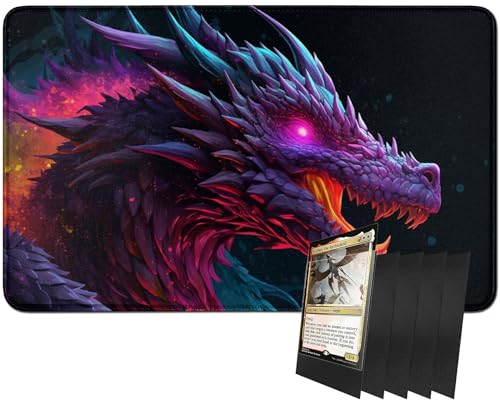 RWUTYTIUL TCG Spielmatte für MTG-Karten und 100 Kartenhüllen, 61 x 35,6 cm, genähte Spielmatte für Commander Board RPG CCG Game Magic The Gathering, Spielmatte, lila Drache RWUTYTIUL TCG Spielmatte für MTG-Karten und 100 Kartenhüllen, 61 x 35,6 cm, genähte Spielmatte für Commander Board RPG CCG Game Magic The Gathering, Spielmatte, lila Drache von RWUTYTIUL