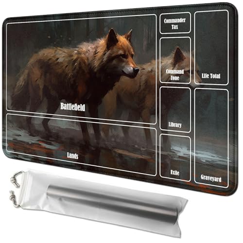 RWUTYTIUL Two Wolves Karten-Spielmatte, 61 x 35,6 cm, mit Tube-Tasche, Kartenspiel-Spielmatte mit Zonen, Kommandanten-Deckbrett, MTG, RPG, CCG, TCG, Kartenspiel, Schreibtischunterlage für Anfänger RWUTYTIUL Two Wolves Karten-Spielmatte, 61 x 35,6 cm, mit Tube-Tasche, Kartenspiel-Spielmatte mit Zonen, Kommandanten-Deckbrett, MTG, RPG, CCG, TCG, Kartenspiel, Schreibtischunterlage für Anfänger von RWUTYTIUL
