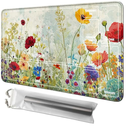 RWUTYTIUL Wildflower Card Playmat 61 x 35,6 cm mit Playmat Tube Bag, Kartenspiel-Spielmatte mit Zonen, Commander-Deckbrett, MTG, RPG, CCG, TCG, Kartenspiel, Schreibtischmatten für Anfänger RWUTYTIUL Wildflower Card Playmat 61 x 35,6 cm mit Playmat Tube Bag, Kartenspiel-Spielmatte mit Zonen, Commander-Deckbrett, MTG, RPG, CCG, TCG, Kartenspiel, Schreibtischmatten für Anfänger von RWUTYTIUL
