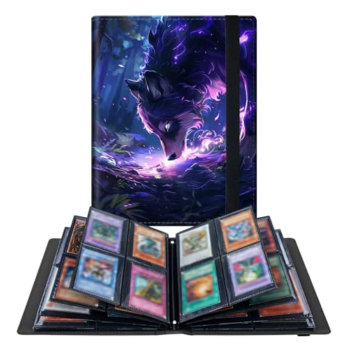 RWUTYTIUL Wolf Lila 4 Taschen Sammelkarten Album, Sammelkarten Binder Halter mit 400 Kartenschutz, Erweiterbares PU Kartenbuch Sammelbares Sportkartenbinder für Sport, MTG und Andere TCG Ordner RWUTYTIUL Wolf Lila 4 Taschen Sammelkarten Album, Sammelkarten Binder Halter mit 400 Kartenschutz, Erweiterbares PU Kartenbuch Sammelbares Sportkartenbinder für Sport, MTG und Andere TCG Ordner von RWUTYTIUL