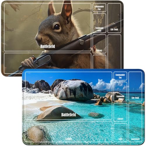 RWUTYTIUL for Blue Beach MTG-Karten-Spielmatte und Eichhörnchen, Spielmatte, Schreibtischunterlagen, 2-teiliges Set, 61 x 35,6 cm, genähte Spielmatte für Commander-Board, TCG, RPG, CCG, Spielmatte für RWUTYTIUL for Blue Beach MTG-Karten-Spielmatte und Eichhörnchen, Spielmatte, Schreibtischunterlagen, 2-teiliges Set, 61 x 35,6 cm, genähte Spielmatte für Commander-Board, TCG, RPG, CCG, Spielmatte für von RWUTYTIUL