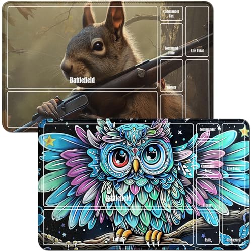 RWUTYTIUL for Eagle MTG Card Playmat & Eichhörnchen, Spielmatte, Schreibtischunterlagen, 2-teiliges Set, 61 x 35,6 cm, genähte Spielmatte für Commander-Board, TCG, RPG, CCG, Spielmatte für Kartenspiel von RWUTYTIUL