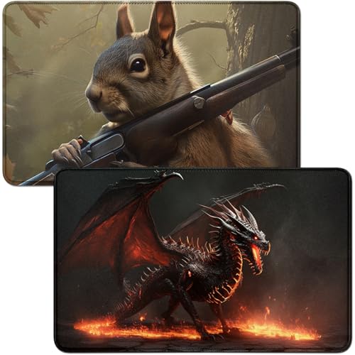 RWUTYTIUL for Flame Black Dragon MTG-Karten-Spielmatte und Eichhörnchen, Spielmatte, Schreibtischunterlagen, 2-teiliges Set, 61 x 35,6 cm, genähte Spielmatte für Commander-Board, TCG, RPG, CCG RWUTYTIUL for Flame Black Dragon MTG-Karten-Spielmatte und Eichhörnchen, Spielmatte, Schreibtischunterlagen, 2-teiliges Set, 61 x 35,6 cm, genähte Spielmatte für Commander-Board, TCG, RPG, CCG von RWUTYTIUL