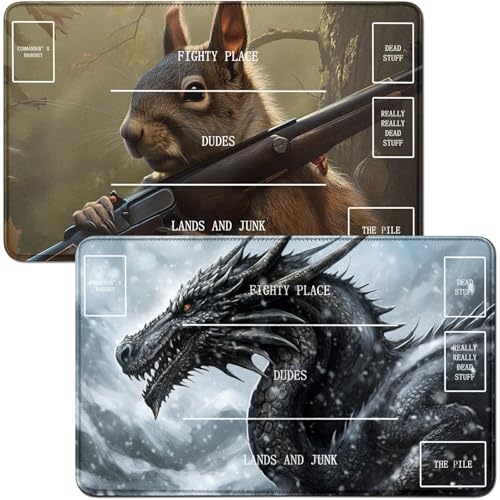 RWUTYTIUL for Iceberg Dragon MTG Card Playmat & Squirrels Playmat Desk Mats 2-teiliges Set, 61 x 35,6 cm, genähte Spielmatte für Commander-Board, TCG, RPG, CCG, Spielmatte für Kartenspiel RWUTYTIUL for Iceberg Dragon MTG Card Playmat & Squirrels Playmat Desk Mats 2-teiliges Set, 61 x 35,6 cm, genähte Spielmatte für Commander-Board, TCG, RPG, CCG, Spielmatte für Kartenspiel von RWUTYTIUL