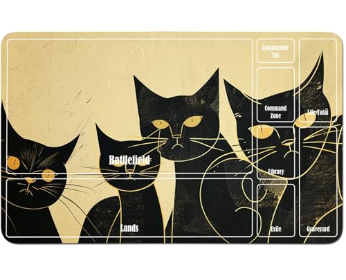 RWUTYTIUL for MTG Card Playmat 24 X 14 Inch with A Zone, Stitched Play Mat for Commander Board TCG RPG CCG Game Desktop Tablet Mouse Pad for Playing Accessories, 4 Black Cats RWUTYTIUL for MTG Card Playmat 24 X 14 Inch with A Zone, Stitched Play Mat for Commander Board TCG RPG CCG Game Desktop Tablet Mouse Pad for Playing Accessories, 4 Black Cats von RWUTYTIUL