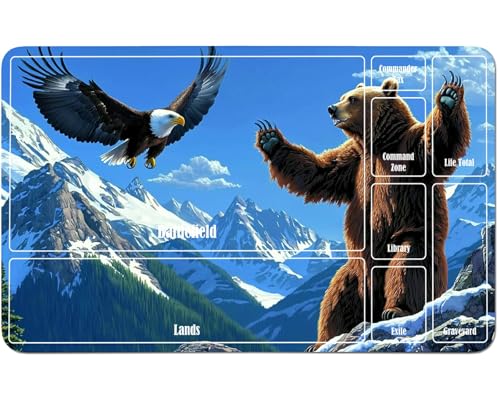 RWUTYTIUL for MTG Card Playmat 24 X 14 Inch with A Zone, Stitched Play Mat for Commander Board TCG RPG CCG Game Desktop Tablet Mouse Pad for Playing Accessories, Adler and Bear von RWUTYTIUL