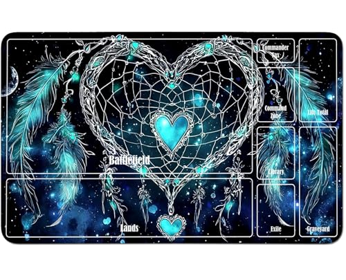 RWUTYTIUL for MTG Card Playmat 24 X 14 Inch with A Zone, Stitched Play Mat for Commander-Board TCG RPG CCG Game Desktop Tablet Mouse Pad for Playing Accessories, Blue Dreamcatcher RWUTYTIUL for MTG Card Playmat 24 X 14 Inch with A Zone, Stitched Play Mat for Commander-Board TCG RPG CCG Game Desktop Tablet Mouse Pad for Playing Accessories, Blue Dreamcatcher von RWUTYTIUL