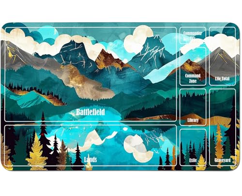 RWUTYTIUL for MTG Card Playmat 24 X 14 Inch with A Zone, Stitched Play Mat for Commander Board TCG RPG CCG Game Desktop Tablet Mouse Pad for Playing Accessories, Blue Mountains von RWUTYTIUL