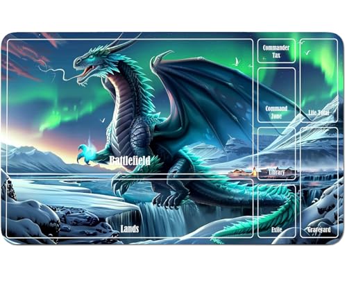 RWUTYTIUL for MTG Card Playmat 24 X 14 Inch with A Zone, Stitched Play Mat for Commander-Board TCG RPG CCG Game Desktop Tablet Mouse Pad for Playing Accessories, Blue Snow Dragon RWUTYTIUL for MTG Card Playmat 24 X 14 Inch with A Zone, Stitched Play Mat for Commander-Board TCG RPG CCG Game Desktop Tablet Mouse Pad for Playing Accessories, Blue Snow Dragon von RWUTYTIUL