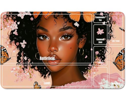 RWUTYTIUL for MTG Card Playmat 24 X 14 Inch with A Zone, Stitched Play Mat for Commander-Board TCG RPG CCG Game Desktop Tablet Mouse Pad for Playing Accessories, Butterfly Girl von RWUTYTIUL