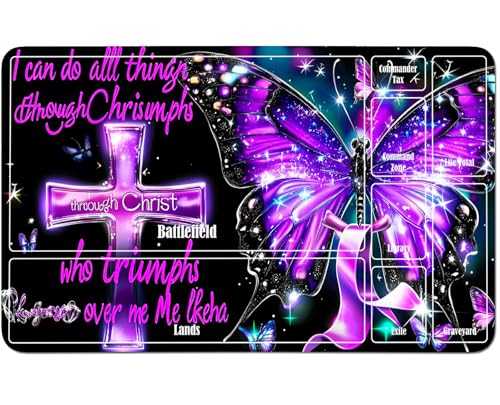 RWUTYTIUL for MTG Card Playmat 24 X 14 Inch with A Zone, Stitched Play Mat for Commander Board TCG RPG CCG Game Desktop Tablet Mouse Pad for Playing Accessories, Butterfly Inspirational Words RWUTYTIUL for MTG Card Playmat 24 X 14 Inch with A Zone, Stitched Play Mat for Commander Board TCG RPG CCG Game Desktop Tablet Mouse Pad for Playing Accessories, Butterfly Inspirational Words von RWUTYTIUL