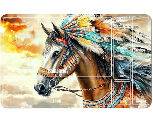 RWUTYTIUL for MTG Card Playmat 24 X 14 Inch with A Zone, Stitched Play Mat for Commander Board TCG RPG CCG Game Desktop Tablet Mouse Pad for Playing Accessories, Feathered Horse RWUTYTIUL for MTG Card Playmat 24 X 14 Inch with A Zone, Stitched Play Mat for Commander Board TCG RPG CCG Game Desktop Tablet Mouse Pad for Playing Accessories, Feathered Horse von RWUTYTIUL