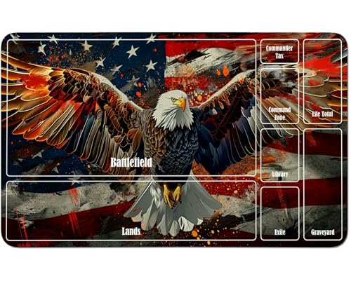 RWUTYTIUL for MTG Card Playmat 24 X 14 Inch with A Zone, Stitched Play Mat for Commander Board TCG RPG CCG Game Desktop Tablet Mouse Pad for Playing Accessories, Flag Eagle von RWUTYTIUL
