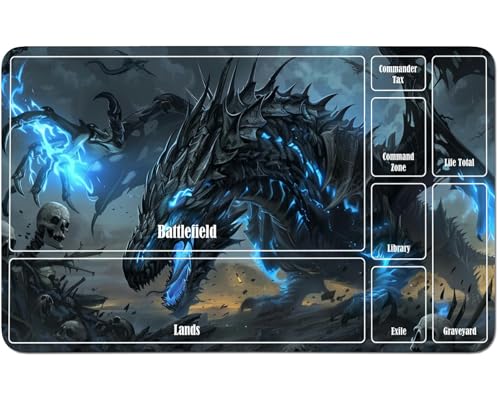 RWUTYTIUL for MTG Card Playmat 24 X 14 Inch with A Zone, Stitched Play Mat for Commander Board TCG RPG CCG Game Desktop Tablet Mouse Pad for Playing Accessories, Flame Blue Dragon RWUTYTIUL for MTG Card Playmat 24 X 14 Inch with A Zone, Stitched Play Mat for Commander Board TCG RPG CCG Game Desktop Tablet Mouse Pad for Playing Accessories, Flame Blue Dragon von RWUTYTIUL