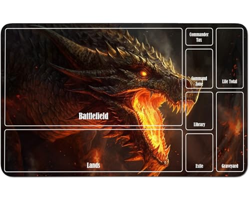 RWUTYTIUL for MTG Card Playmat 24 X 14 Inch with A Zone, Stitched Play Mat for Commander-Board TCG RPG CCG Game Desktop Tablet Mouse Pad for Playing Accessories, Flame Gray Dragon RWUTYTIUL for MTG Card Playmat 24 X 14 Inch with A Zone, Stitched Play Mat for Commander-Board TCG RPG CCG Game Desktop Tablet Mouse Pad for Playing Accessories, Flame Gray Dragon von RWUTYTIUL