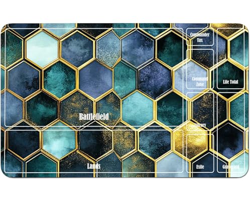 RWUTYTIUL for MTG Card Playmat 24 X 14 Inch with A Zone, Stitched Play Mat for Commander Board TCG RPG CCG Game Desktop Tablet Mouse Pad for Playing Accessories, Green Bee Network RWUTYTIUL for MTG Card Playmat 24 X 14 Inch with A Zone, Stitched Play Mat for Commander Board TCG RPG CCG Game Desktop Tablet Mouse Pad for Playing Accessories, Green Bee Network von RWUTYTIUL